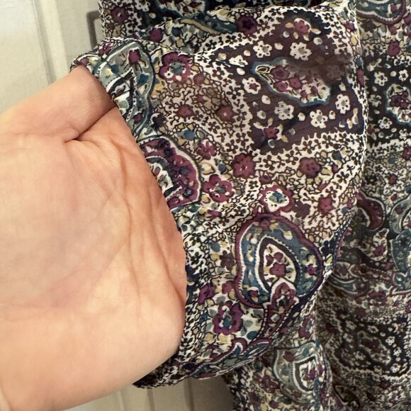 Roz & Ali 3xl Paisley Peasant Blouse EUC Boho Smocked Hem Workwear Versatile - Picture 6 of 6